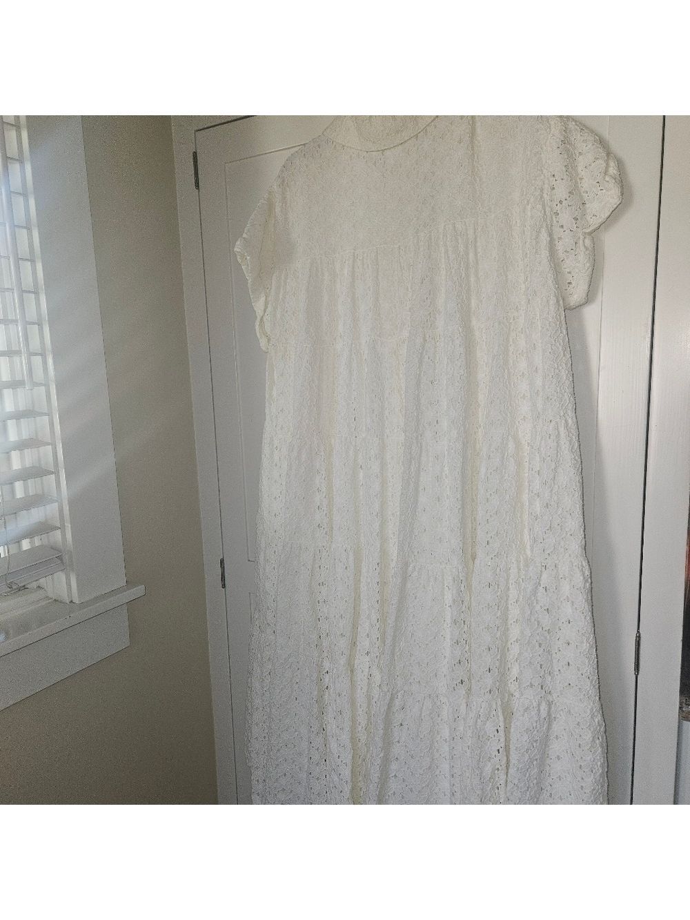 OLI + HALI Camilla Midi Dress White Eyelet Cotton Tiered Oversized Sz S - Picture 3 of 8